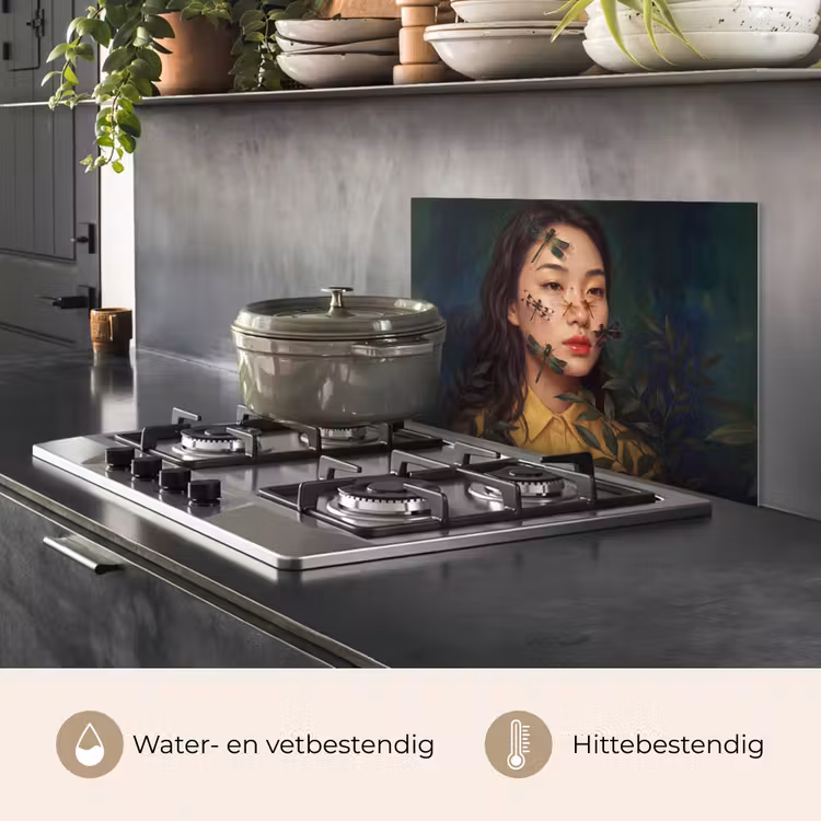 Vrouw - Insecten - Natuur - Portret - Groen keuken achterwand spatscherm klein -usp_NL