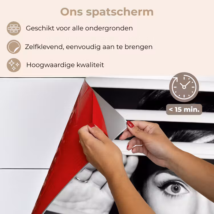Vrouw - Jaloezieën - Portret - Zwart-wit keuken achterwand spatscherm klein -spatscherm_NL