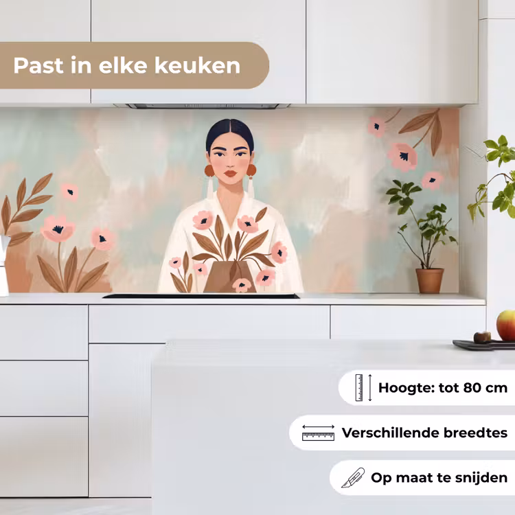 Vrouw - Kimono - Pastel keuken achterwand 2 middel -sfeer4_NL