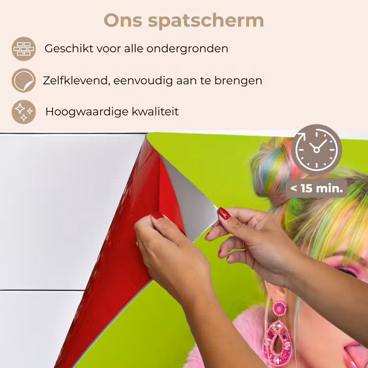 Vrouw - Kleurrijk haar - Pop art - Modern - Levendig keuken achterwand spatscherm klein -spatscherm_NL