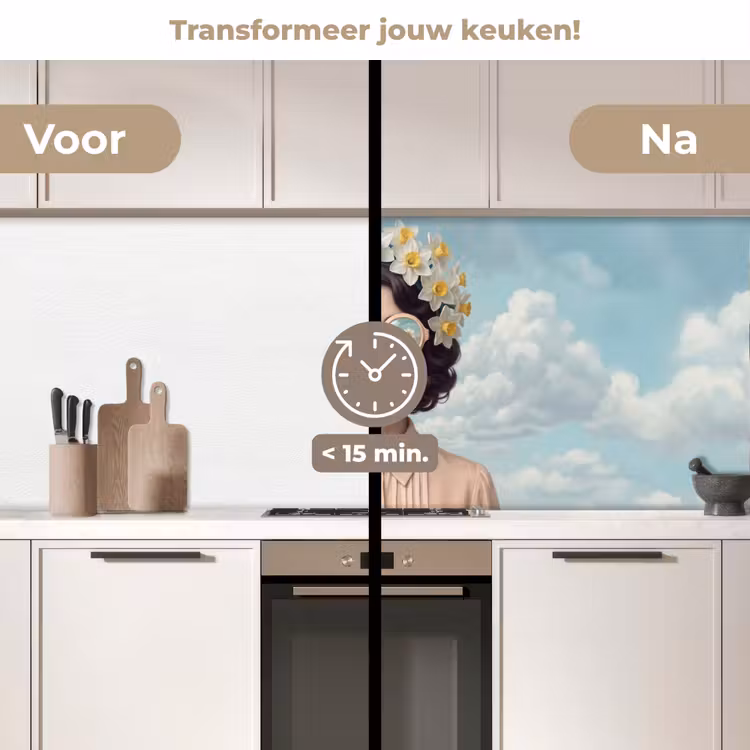 Vrouw - Narcissen - Geel keuken achterwand 2 middel -voor-na2_NL