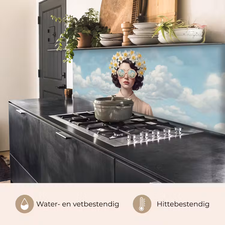 Vrouw - Narcissen - Geel keuken achterwand 2 middel -usp_NL