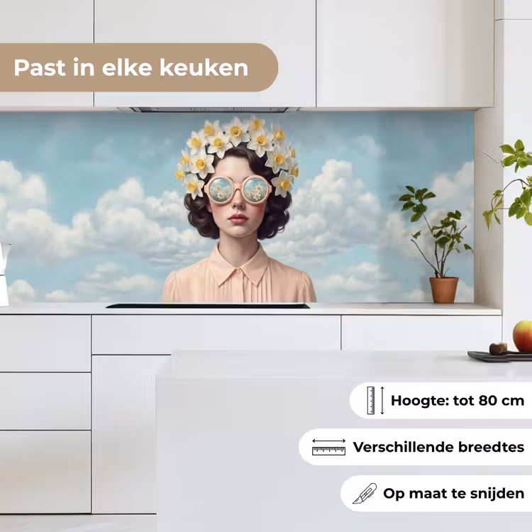 Vrouw - Narcissen - Geel keuken achterwand 2 middel -sfeer4_NL