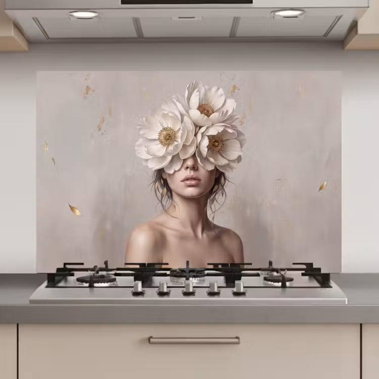 Vrouw - Pioenroos - Wit keuken achterwand 2 middel zz_3dshopping