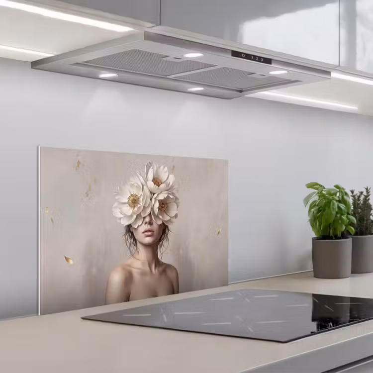 Vrouw - Pioenroos - Wit keuken achterwand 2 middel -usp_NL