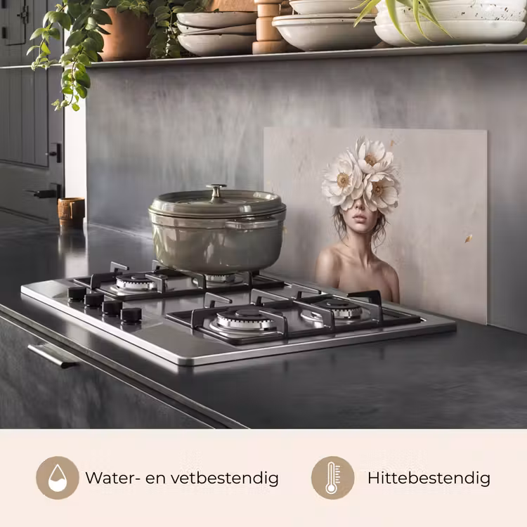 Vrouw - Pioenroos - Wit keuken achterwand 2 middel -sfeer4_NL