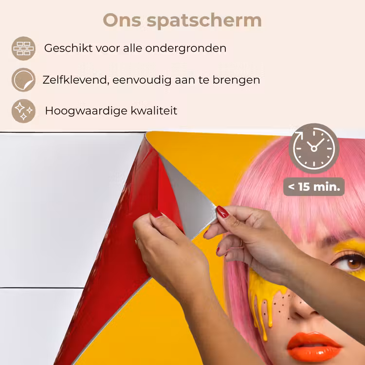 Vrouw - Portret - Abstract - Kleurrijk - Geel keuken achterwand spatscherm klein -spatscherm_NL