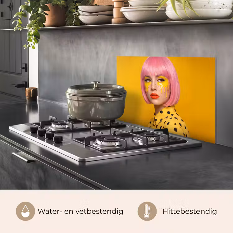 Vrouw - Portret - Abstract - Kleurrijk - Geel keuken achterwand spatscherm klein -usp_NL