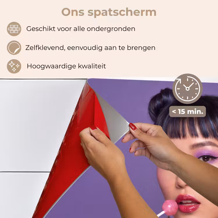 Vrouw - Portret - Make-up - Paars - Levendig keuken achterwand spatscherm klein -spatscherm_NL