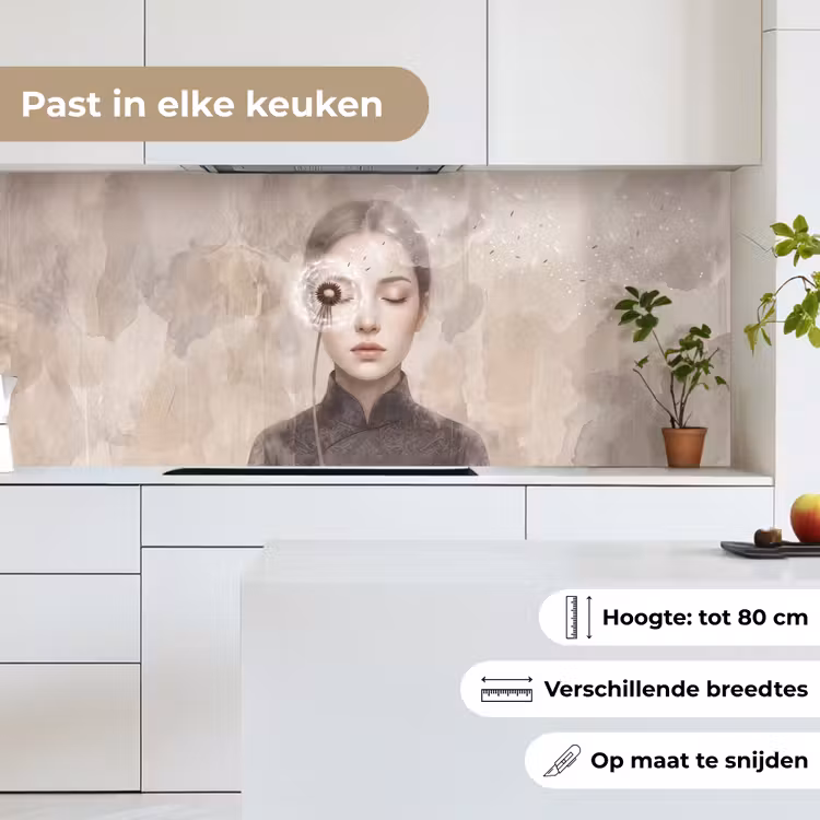 Vrouw - Sereen - Grijs keuken achterwand 2 middel -sfeer4_NL