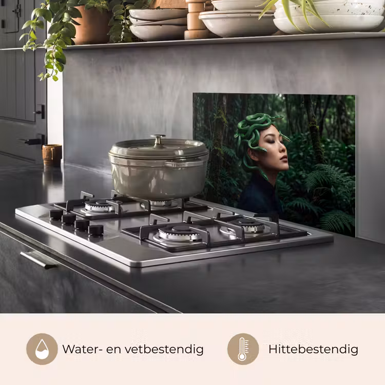 Vrouw - Slang - Natuur - Mystiek - Groen keuken achterwand spatscherm klein -usp_NL