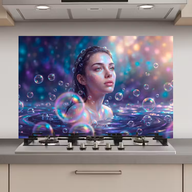 Vrouw - Water - Portret - Kleurrijk - Modern keuken achterwand spatscherm klein -3d_website