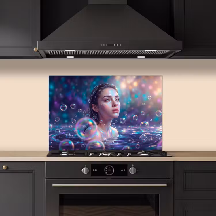 Vrouw - Water - Portret - Kleurrijk - Modern keuken achterwand spatscherm klein -sfeer1