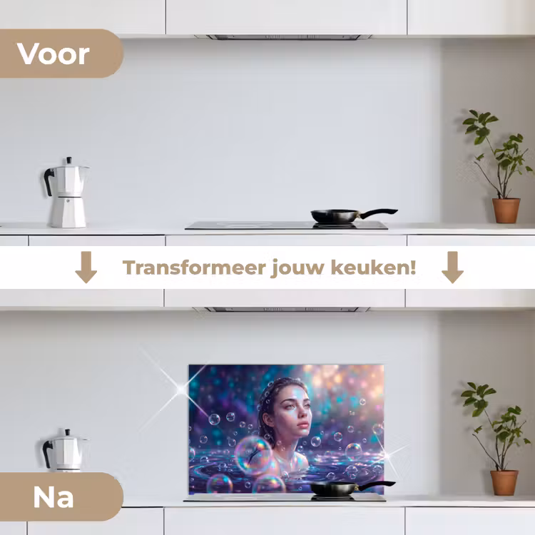 Vrouw - Water - Portret - Kleurrijk - Modern keuken achterwand spatscherm klein -voor_na_NL