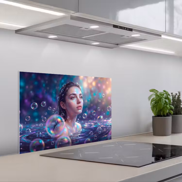Vrouw - Water - Portret - Kleurrijk - Modern keuken achterwand spatscherm klein -3d_schuin