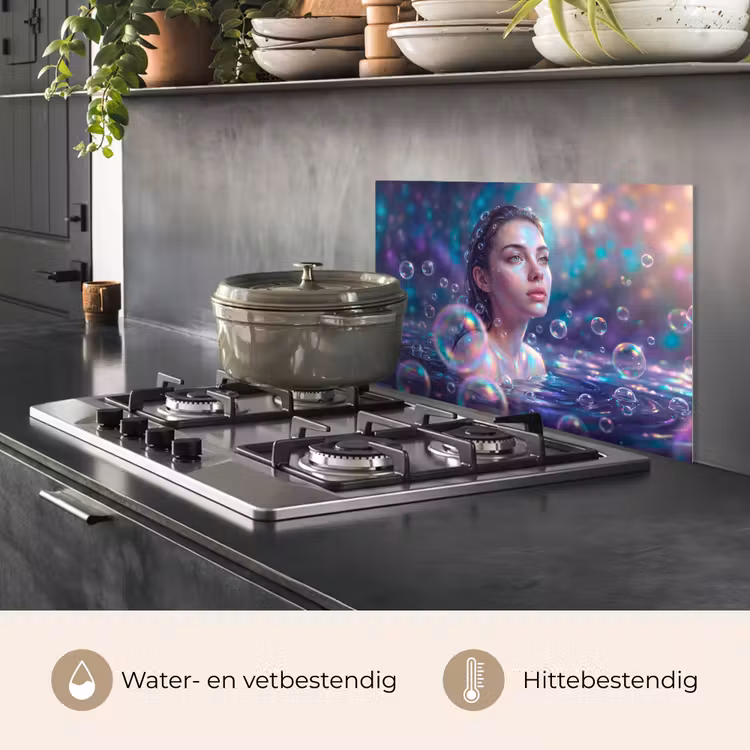 Vrouw - Water - Portret - Kleurrijk - Modern keuken achterwand spatscherm klein -usp_NL