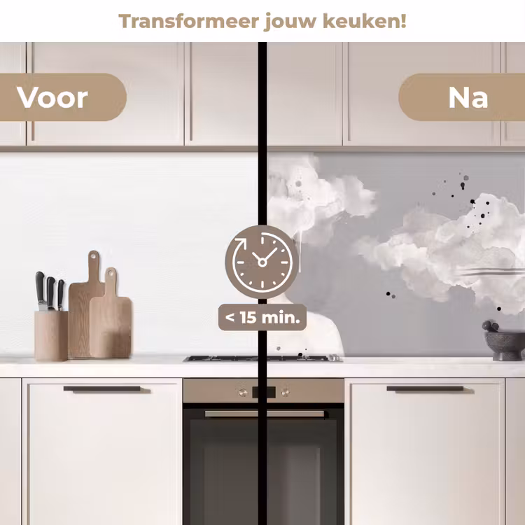Vrouw - Wolk - Grijs keuken achterwand 2 middel -voor-na2_NL