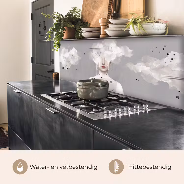 Vrouw - Wolk - Grijs keuken achterwand 2 middel -usp_NL