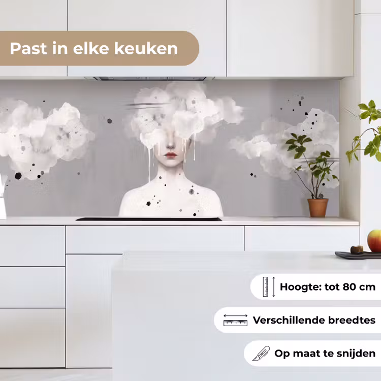 Vrouw - Wolk - Grijs keuken achterwand 2 middel -sfeer4_NL