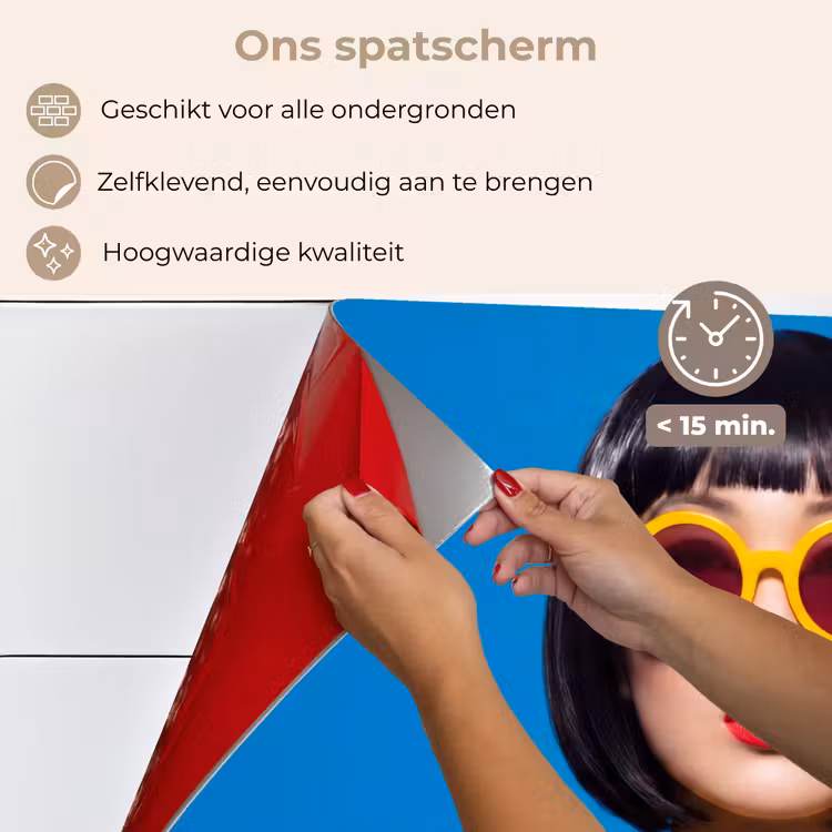 Vrouw - Zonnebril - Pop Art - Portret - Geel keuken achterwand spatscherm klein -spatscherm_NL