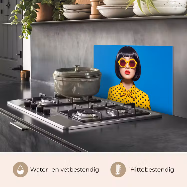 Vrouw - Zonnebril - Pop Art - Portret - Geel keuken achterwand spatscherm klein -usp_NL