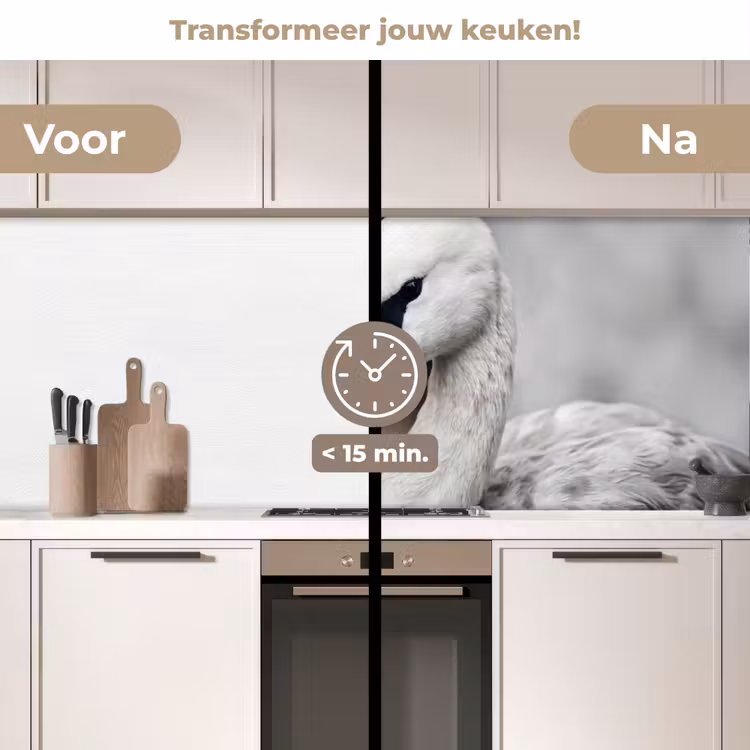 Vrouw - Zwaan - Wit keuken achterwand 2 middel -voor-na2_NL