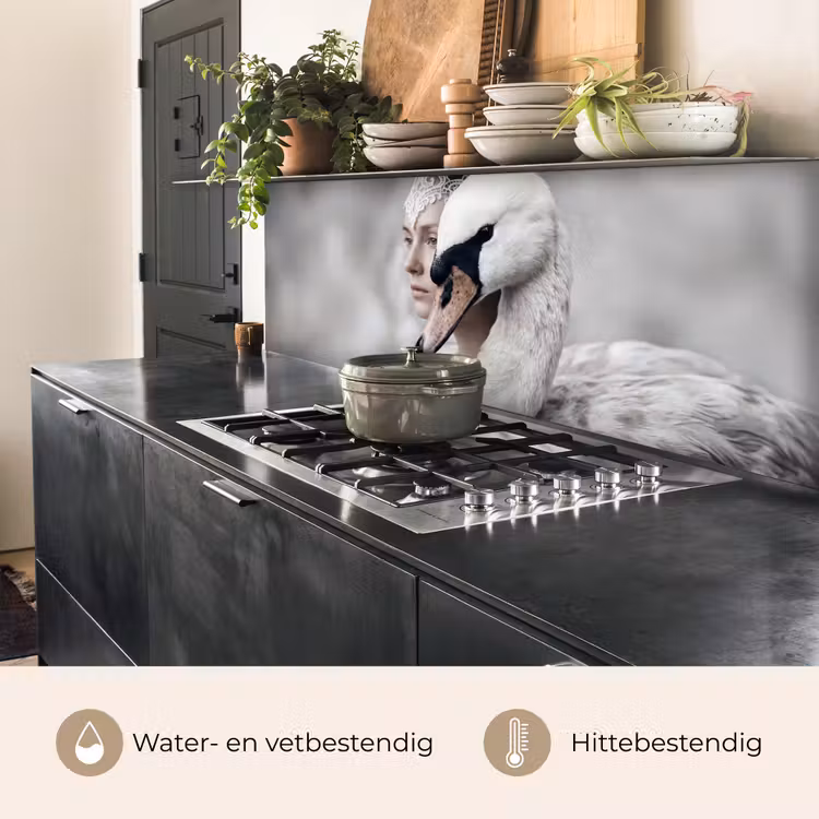 Vrouw - Zwaan - Wit keuken achterwand 2 middel -usp_NL