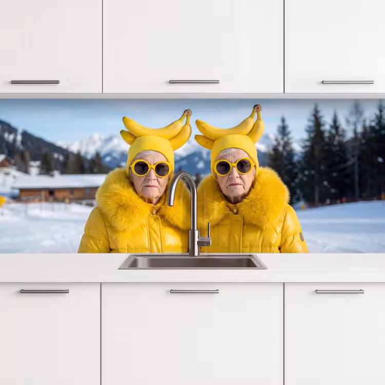 Vrouwen - Bananen - Geel keuken achterwand 2 middel -3d