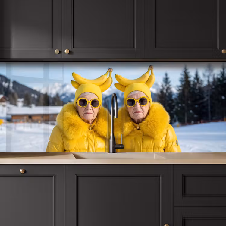 Vrouwen - Bananen - Geel keuken achterwand 2 middel -sfeer1