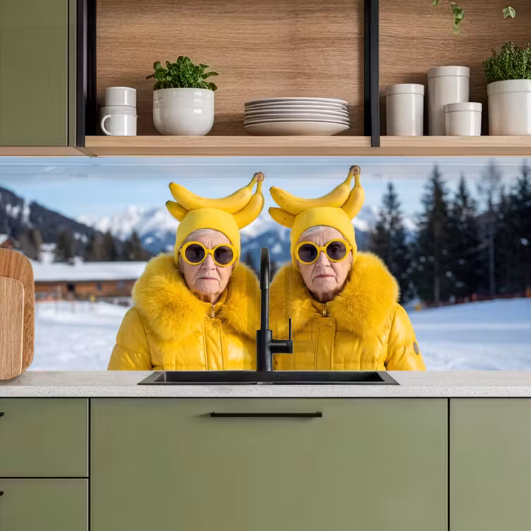 Vrouwen - Bananen - Geel keuken achterwand 2 middel -sfeer3