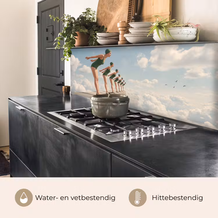 Keuken achterwand - Vrouwen - Duikhouding - Wolken - Vrouwen - Duikhouding - Wolken keuken achterwand 2 middel