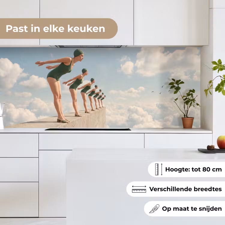 Keuken achterwand - Vrouwen - Duikhouding - Wolken - Vrouwen - Duikhouding - Wolken keuken achterwand 2 middel