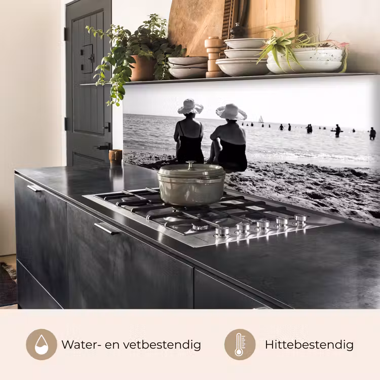Vrouwen - Zonnehoed - Strand - Zwart - Wit keuken achterwand 2 middel -usp_NL