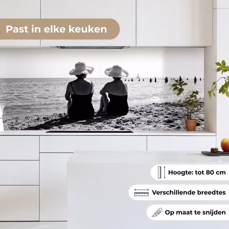 Vrouwen - Zonnehoed - Strand - Zwart - Wit keuken achterwand 2 middel -sfeer4_NL