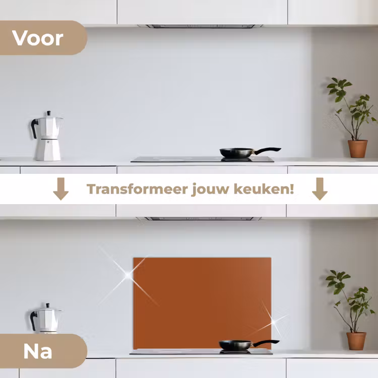 Vurige Verstilling keuken achterwand spatscherm klein -voor_na_NL