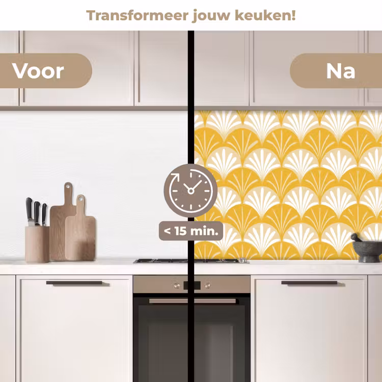 Waaier - Geel - Art keuken achterwand 2 middel 871 -voor-na2_NL
