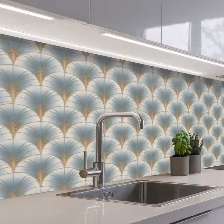 Waaier - Klassiek - Blauw keuken achterwand 2 middel 871 -3d_schuin