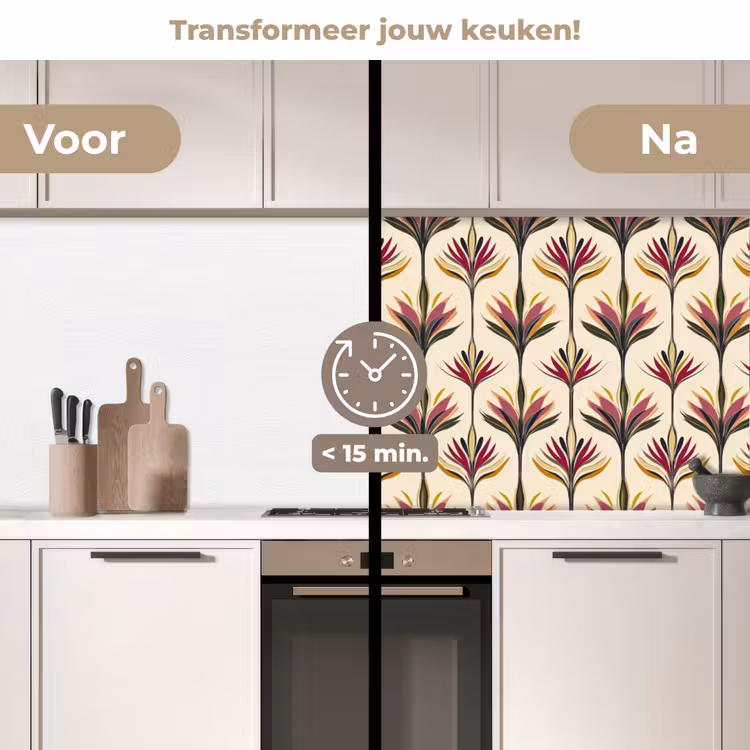 Waaier - Motief - Kleurrijk keuken achterwand 2 middel 871 -voor-na2_NL