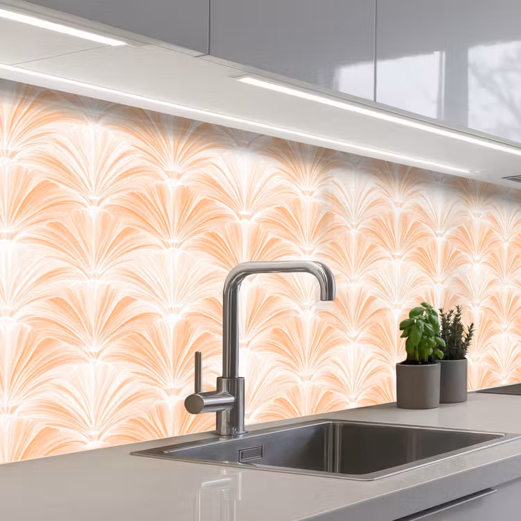Waaier - Patroon - Perzik keuken achterwand 2 middel 871 -3d_schuin