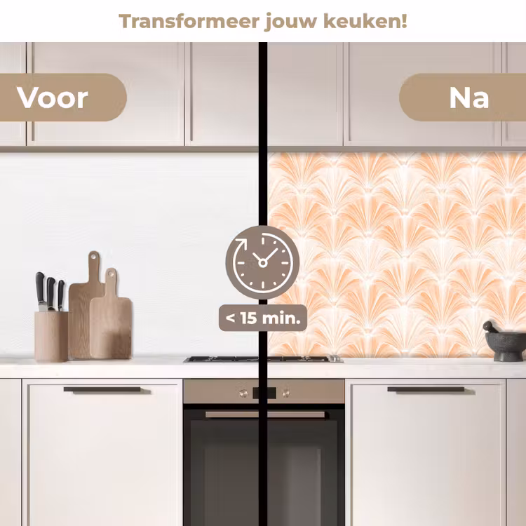 Waaier - Patroon - Perzik keuken achterwand 2 middel 871 -voor-na2_NL