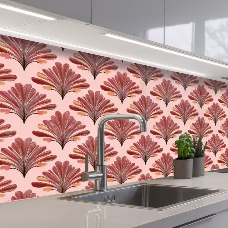 Waaier -  Roze - Rood keuken achterwand 2 middel 871 -3d_schuin