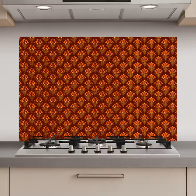 Waaiers - Art Deco - Botanisch - Roestbruin - Oranje keuken achterwand spatscherm klein 900 -3d_website