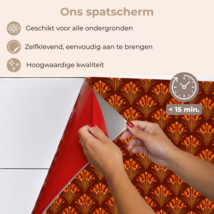 Waaiers - Art Deco - Botanisch - Roestbruin - Oranje keuken achterwand spatscherm klein 900 -spatscherm_NL