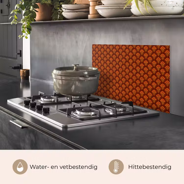 Waaiers - Art Deco - Botanisch - Roestbruin - Oranje keuken achterwand spatscherm klein 900 -usp_NL