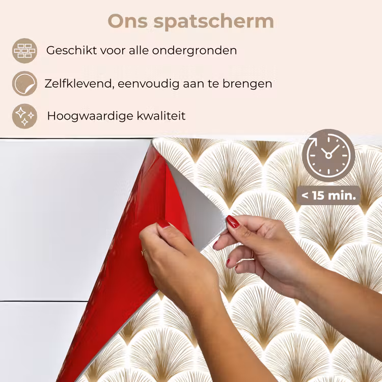 Waaiers - Art Deco - Elegant - Goud - Wit keuken achterwand spatscherm klein 900 -spatscherm_NL