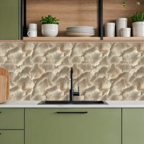 Waaierstructuren - Beige - Vezeltextuur keuken achterwand 2 middel 871 -sfeer3