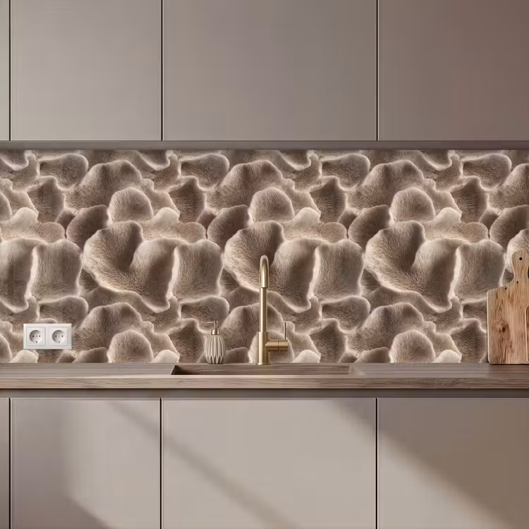 Waaiervorm - Beige - Vezel textuur keuken achterwand 2 middel 871 zz_3dshopping