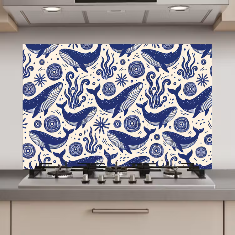 Walvis - Onderwater - Dieren - Abstract - Blauw keuken achterwand spatscherm klein -3d_website