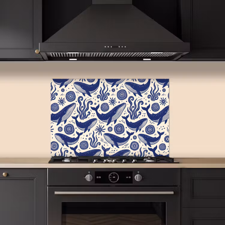 Walvis - Onderwater - Dieren - Abstract - Blauw keuken achterwand spatscherm klein -sfeer1