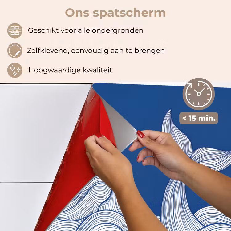 Walvis - Staart - Golven - Lijntekening - Blauw keuken achterwand spatscherm klein -spatscherm_NL